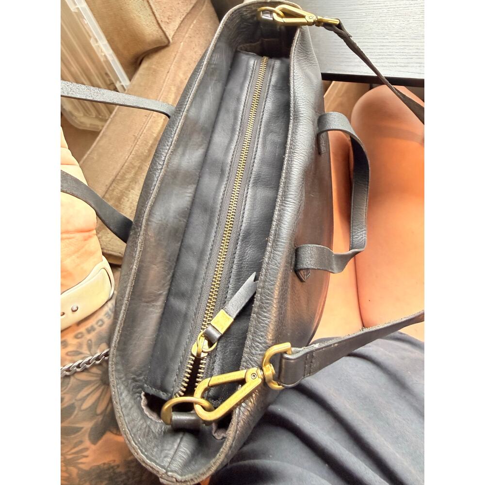 Madewell Black Leather Transport Tote Bag Crossbody Shoulder Purse - Picture 4 of 16